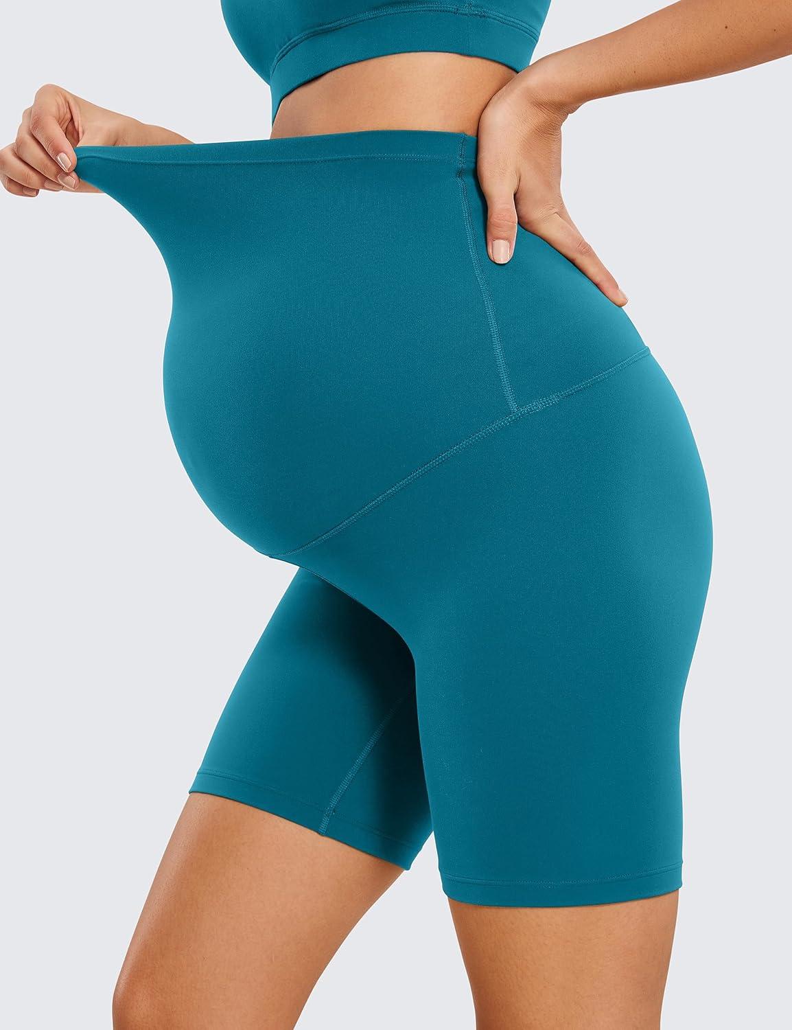 imageCRZ YOGA Butterluxe Maternity Biker Shorts 6quot Over The Belly Pregnancy Yoga Workout Womens Activewear Buttery SoftBorealis Green