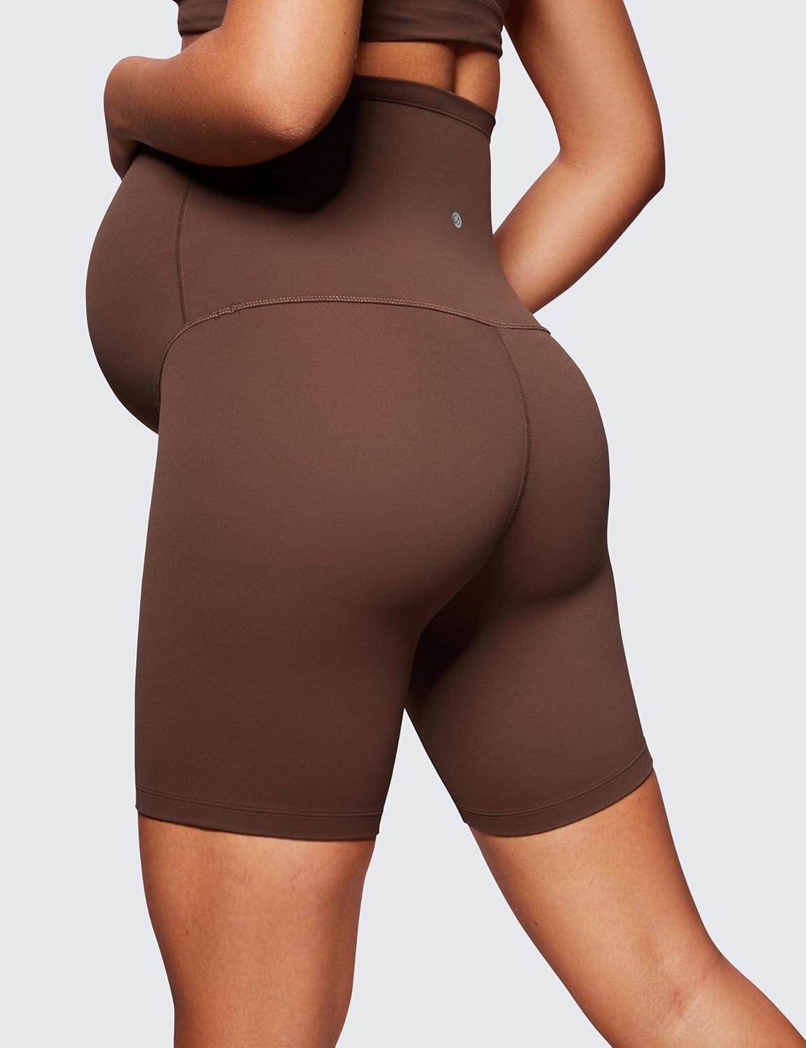 imageCRZ YOGA Butterluxe Maternity Biker Shorts 6quot Over The Belly Pregnancy Yoga Workout Womens Activewear Buttery SoftCoffee Brown