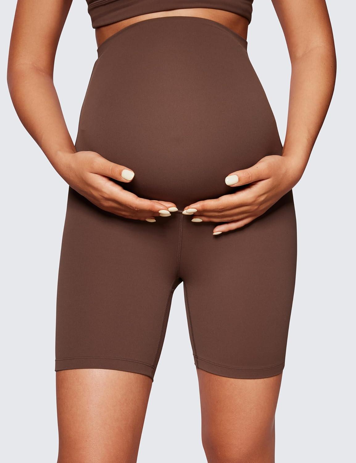 imageCRZ YOGA Butterluxe Maternity Biker Shorts 6quot Over The Belly Pregnancy Yoga Workout Womens Activewear Buttery SoftCoffee Brown
