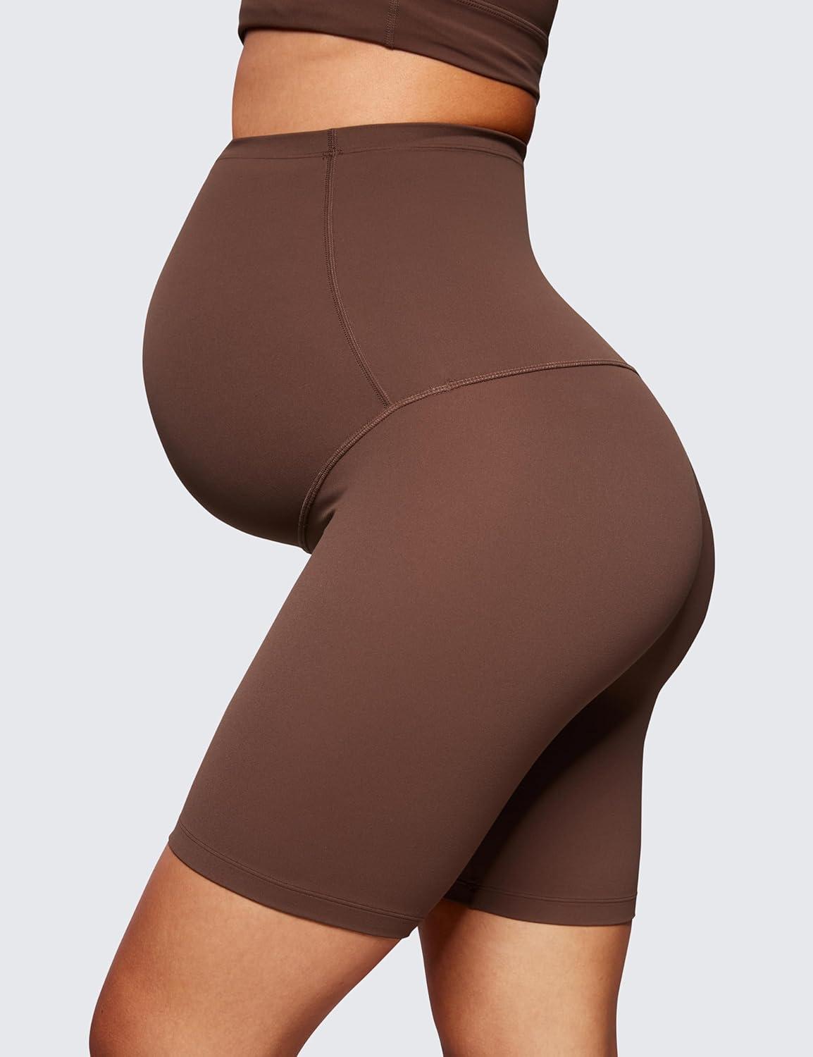 imageCRZ YOGA Butterluxe Maternity Biker Shorts 6quot Over The Belly Pregnancy Yoga Workout Womens Activewear Buttery SoftCoffee Brown