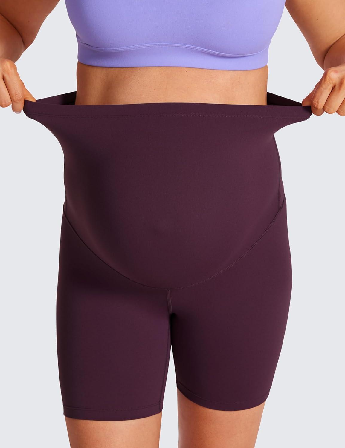 imageCRZ YOGA Butterluxe Maternity Biker Shorts 6quot Over The Belly Pregnancy Yoga Workout Womens Activewear Buttery SoftDeep Purple