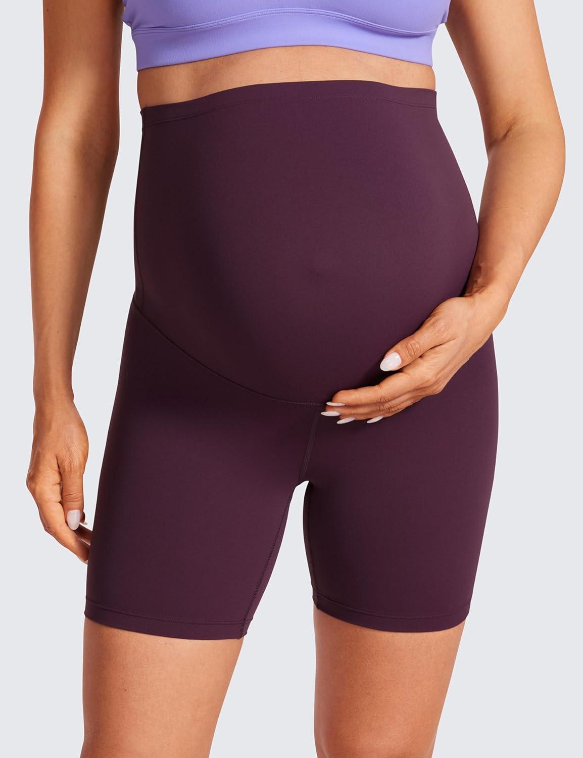 imageCRZ YOGA Butterluxe Maternity Biker Shorts 6quot Over The Belly Pregnancy Yoga Workout Womens Activewear Buttery SoftDeep Purple
