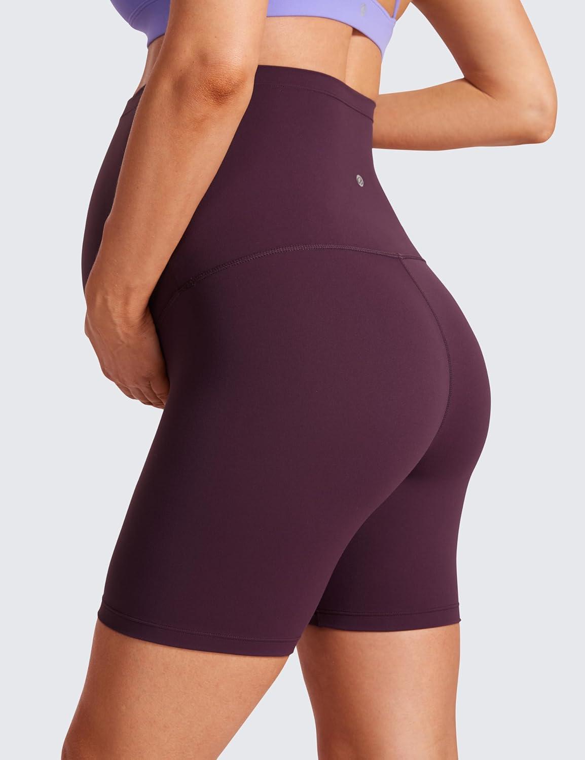 imageCRZ YOGA Butterluxe Maternity Biker Shorts 6quot Over The Belly Pregnancy Yoga Workout Womens Activewear Buttery SoftDeep Purple