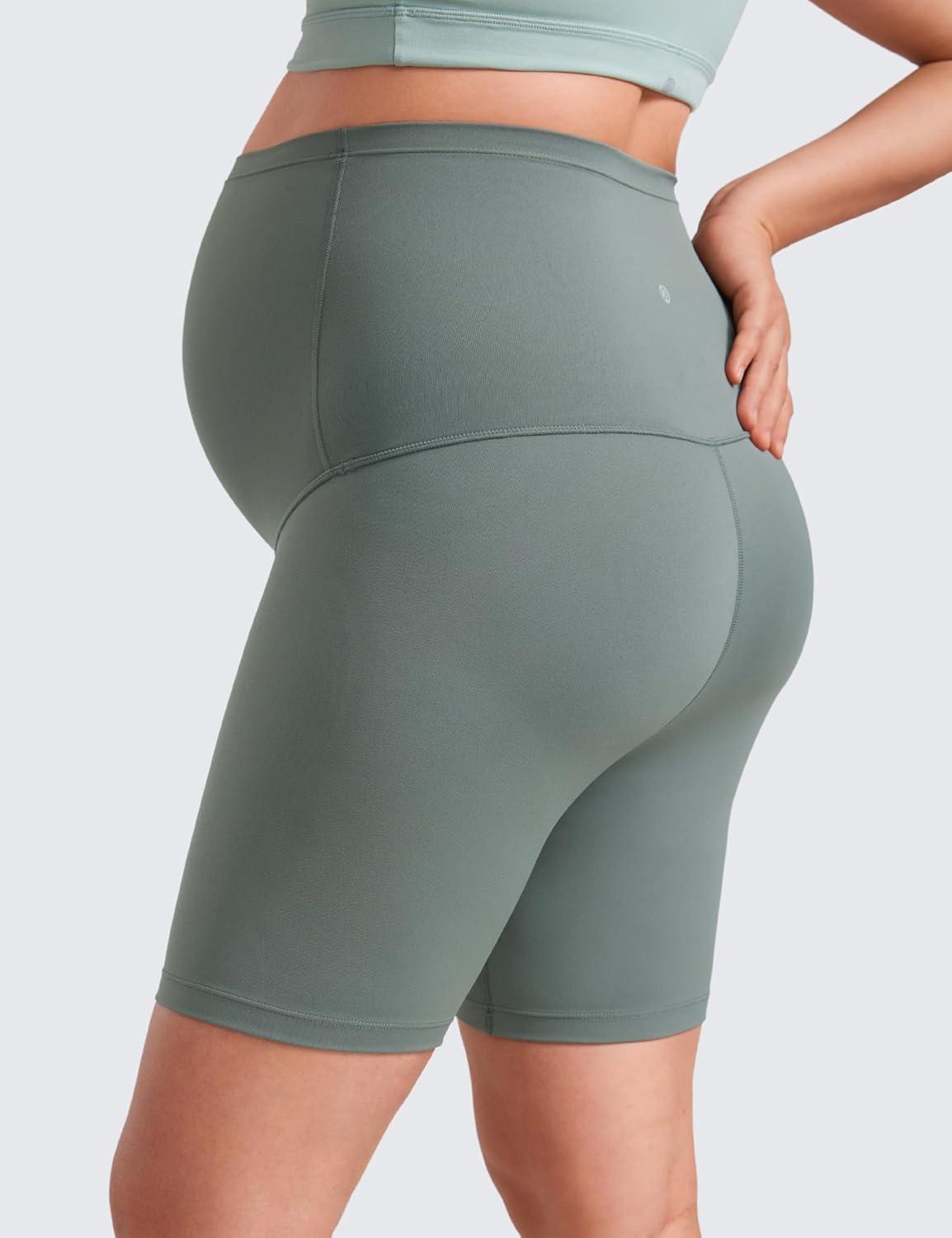 imageCRZ YOGA Butterluxe Maternity Biker Shorts 6quot Over The Belly Pregnancy Yoga Workout Womens Activewear Buttery SoftGrey Sage