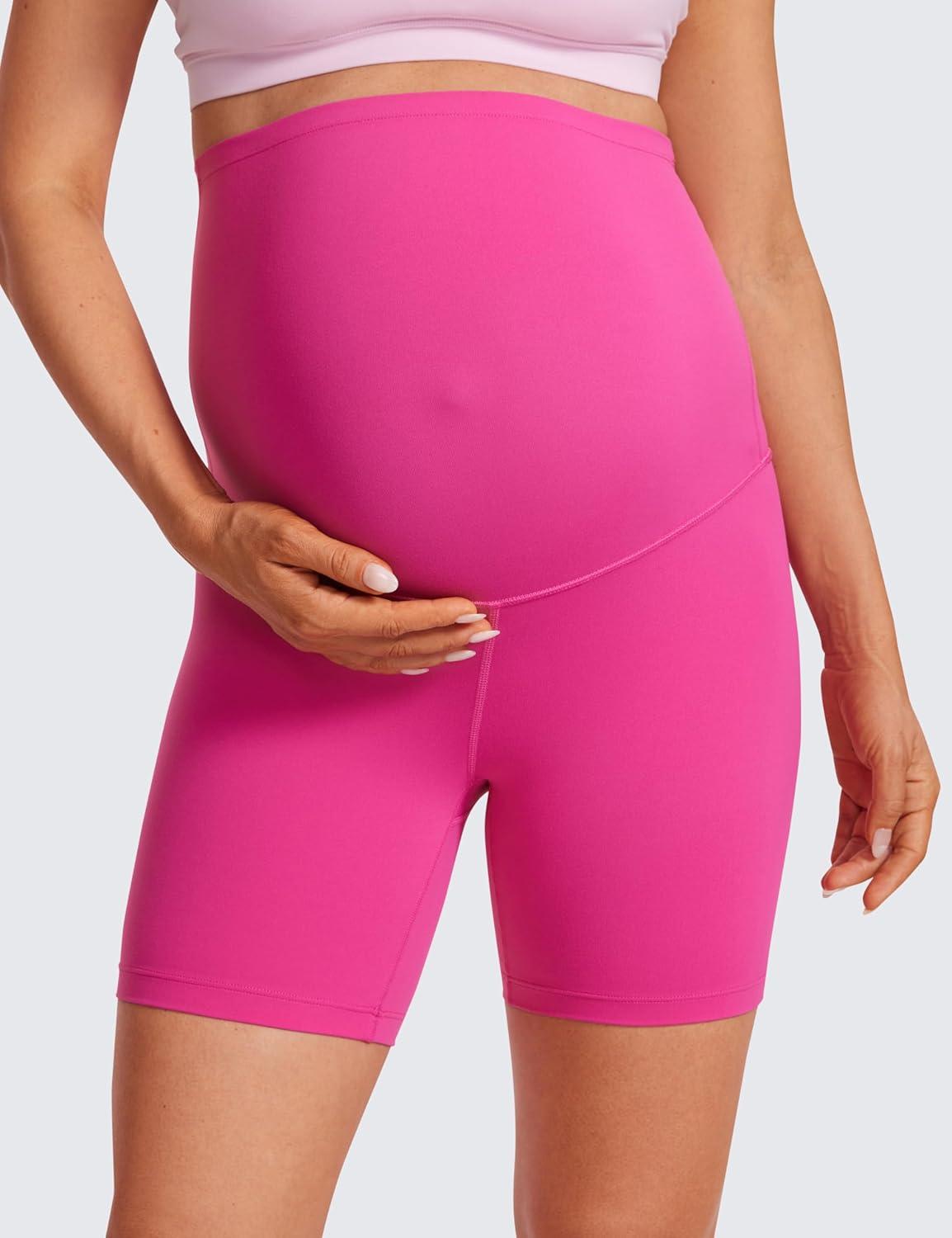 imageCRZ YOGA Butterluxe Maternity Biker Shorts 6quot Over The Belly Pregnancy Yoga Workout Womens Activewear Buttery SoftHibiscus Purple