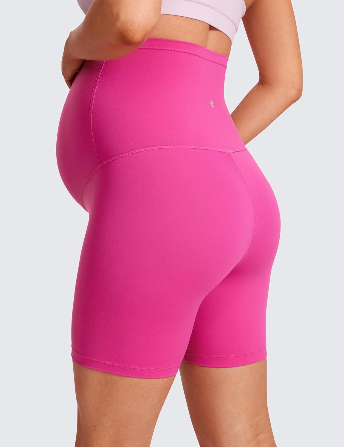 imageCRZ YOGA Butterluxe Maternity Biker Shorts 6quot Over The Belly Pregnancy Yoga Workout Womens Activewear Buttery SoftHibiscus Purple