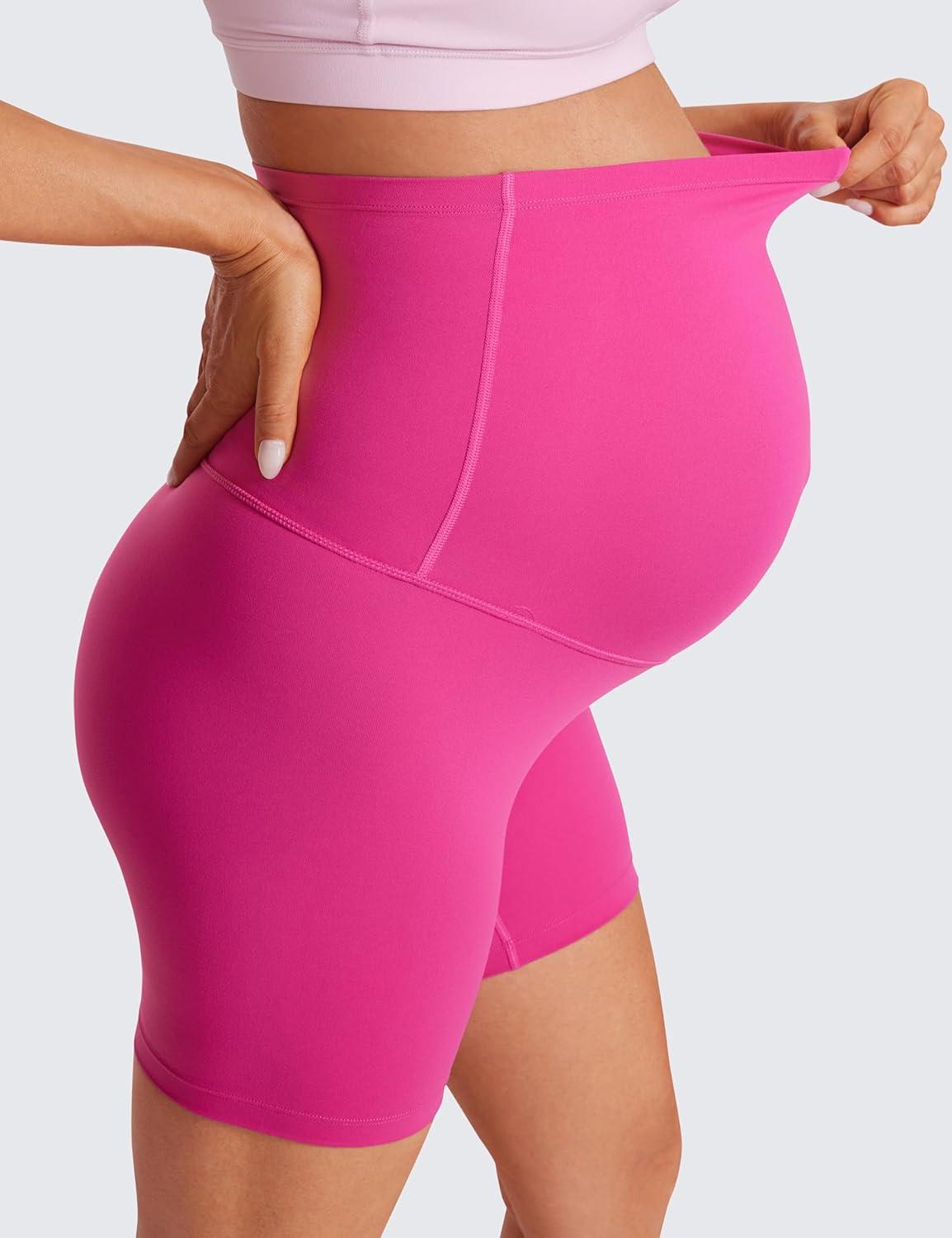 imageCRZ YOGA Butterluxe Maternity Biker Shorts 6quot Over The Belly Pregnancy Yoga Workout Womens Activewear Buttery SoftHibiscus Purple