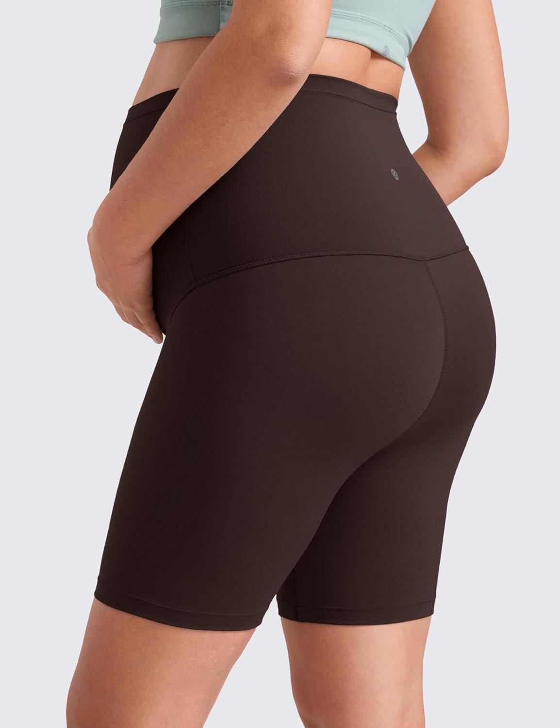 imageCRZ YOGA Butterluxe Maternity Biker Shorts 6quot Over The Belly Pregnancy Yoga Workout Womens Activewear Buttery SoftHot Fudge Brown