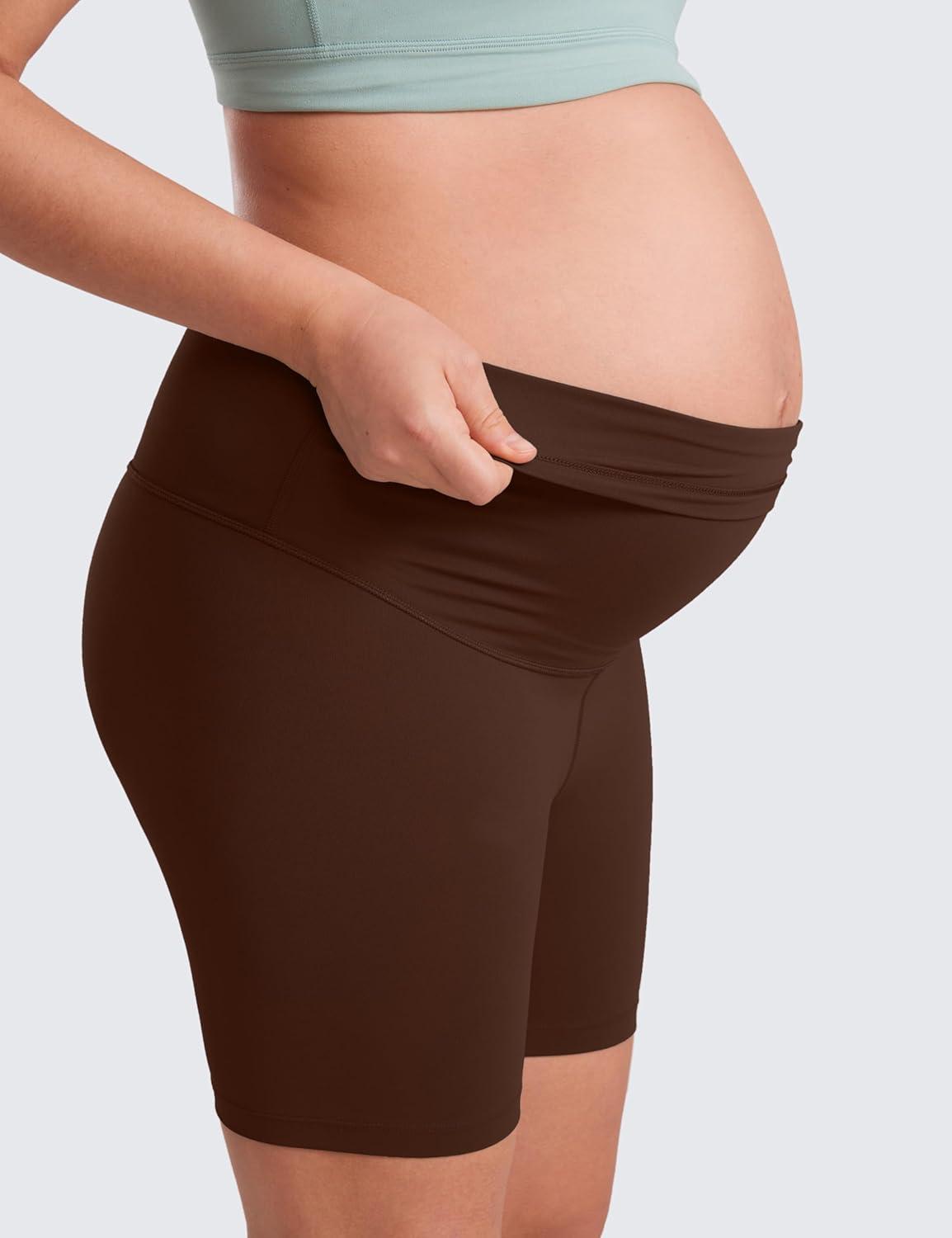 imageCRZ YOGA Butterluxe Maternity Biker Shorts 6quot Over The Belly Pregnancy Yoga Workout Womens Activewear Buttery SoftLava Brown