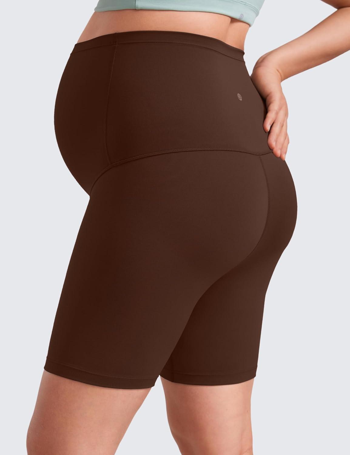 imageCRZ YOGA Butterluxe Maternity Biker Shorts 6quot Over The Belly Pregnancy Yoga Workout Womens Activewear Buttery SoftLava Brown
