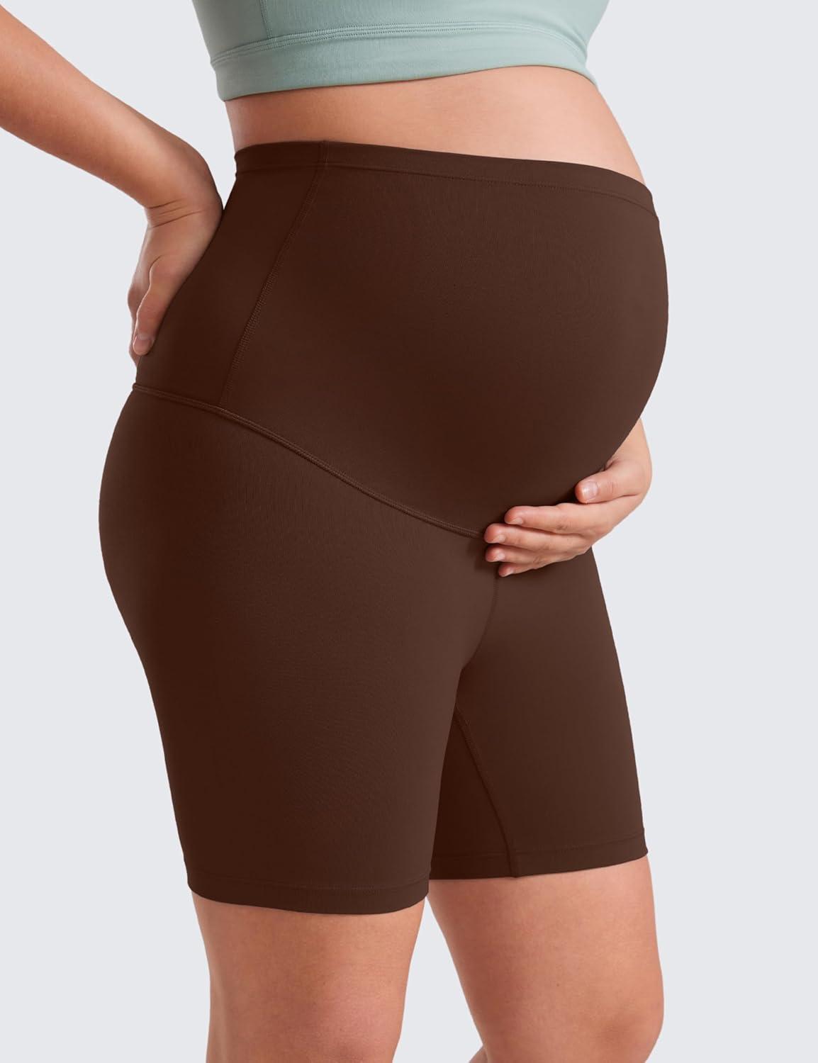imageCRZ YOGA Butterluxe Maternity Biker Shorts 6quot Over The Belly Pregnancy Yoga Workout Womens Activewear Buttery SoftLava Brown