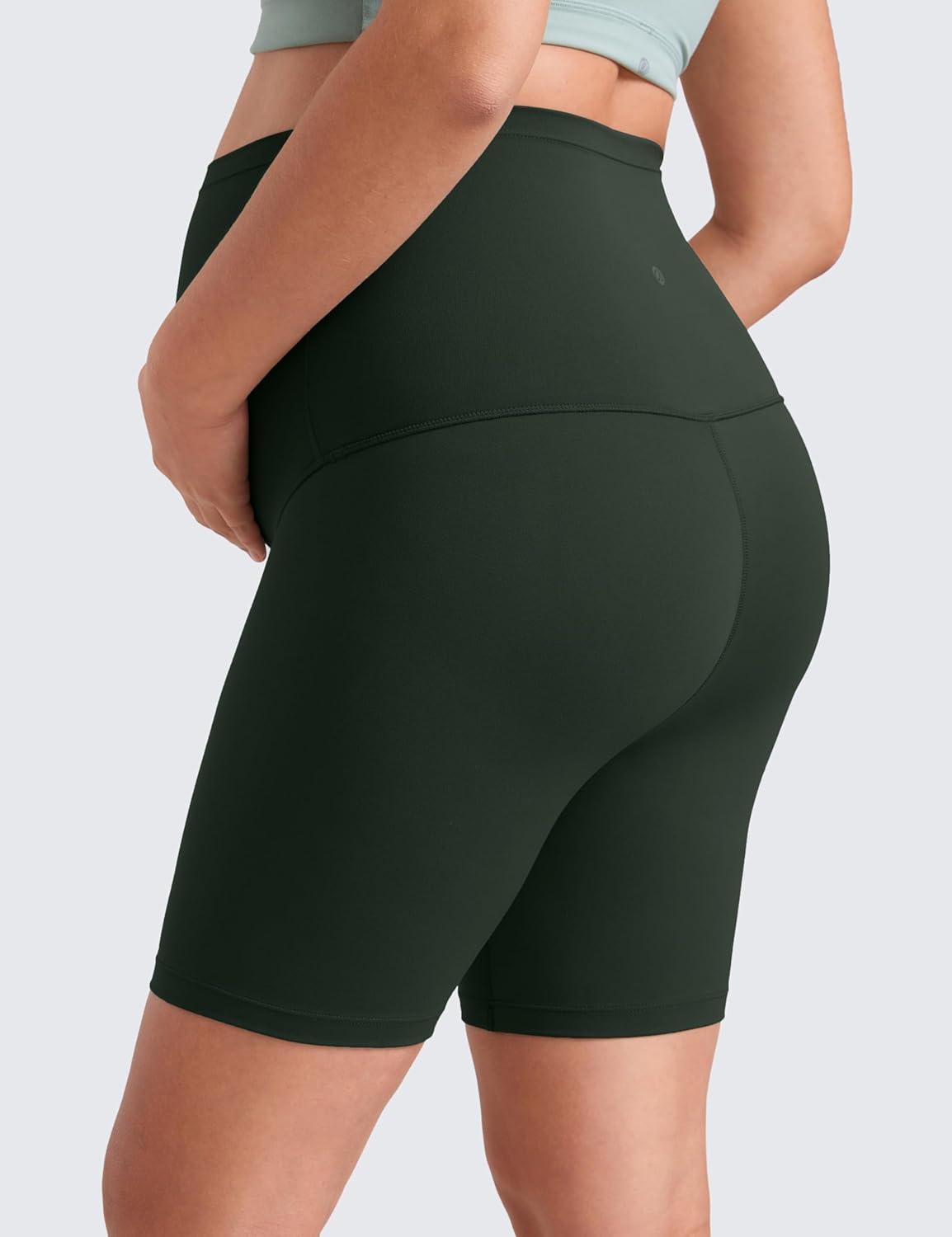 imageCRZ YOGA Butterluxe Maternity Biker Shorts 6quot Over The Belly Pregnancy Yoga Workout Womens Activewear Buttery SoftLegend Green