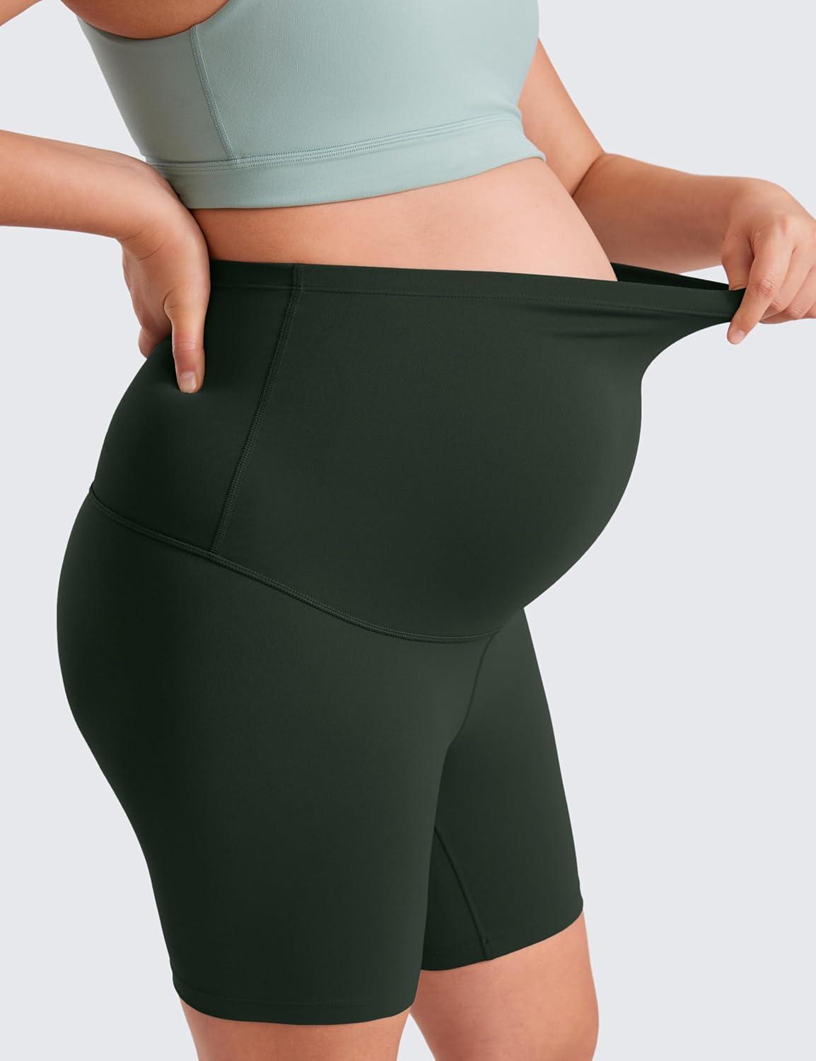 imageCRZ YOGA Butterluxe Maternity Biker Shorts 6quot Over The Belly Pregnancy Yoga Workout Womens Activewear Buttery SoftLegend Green