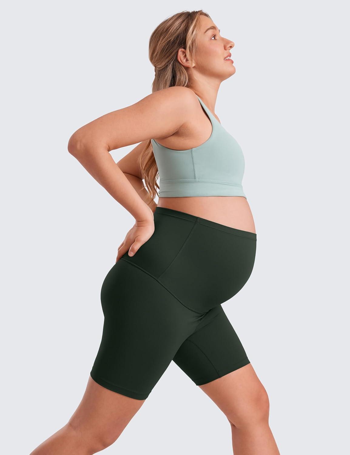 imageCRZ YOGA Butterluxe Maternity Biker Shorts 6quot Over The Belly Pregnancy Yoga Workout Womens Activewear Buttery SoftLegend Green