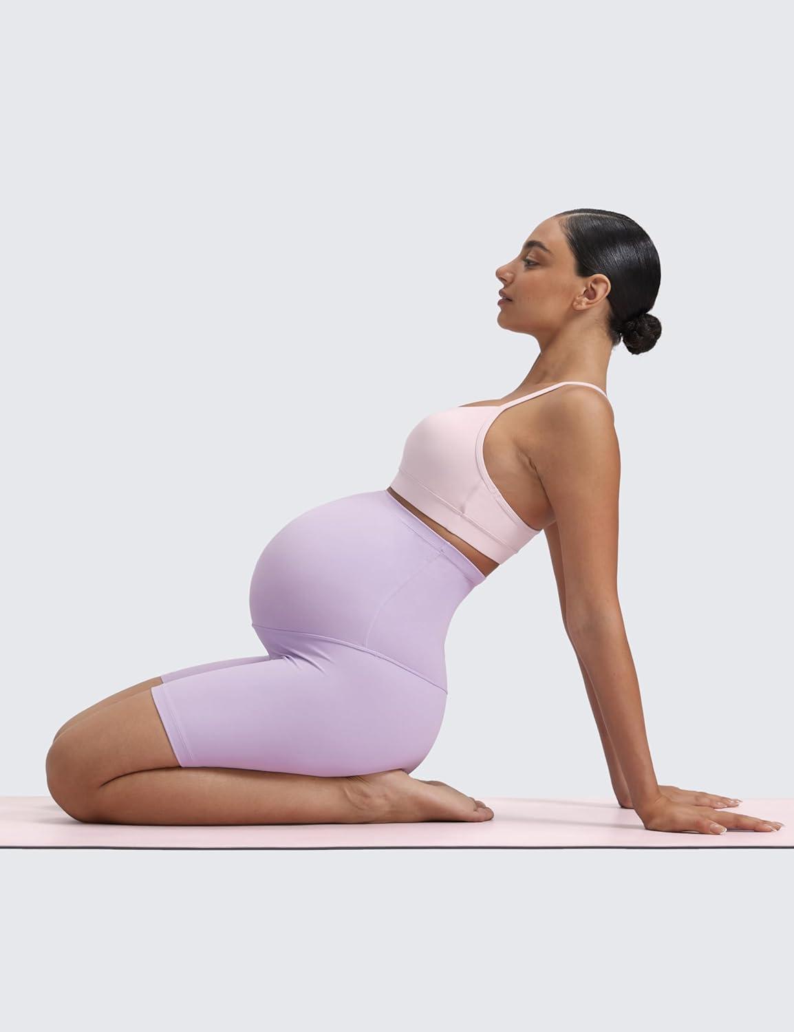 imageCRZ YOGA Butterluxe Maternity Biker Shorts 6quot Over The Belly Pregnancy Yoga Workout Womens Activewear Buttery SoftLilac Air