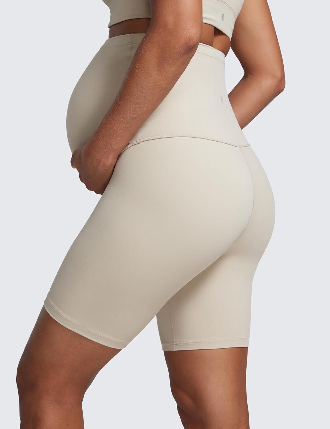 imageCRZ YOGA Butterluxe Maternity Biker Shorts 6quot Over The Belly Pregnancy Yoga Workout Womens Activewear Buttery SoftMojave Tan