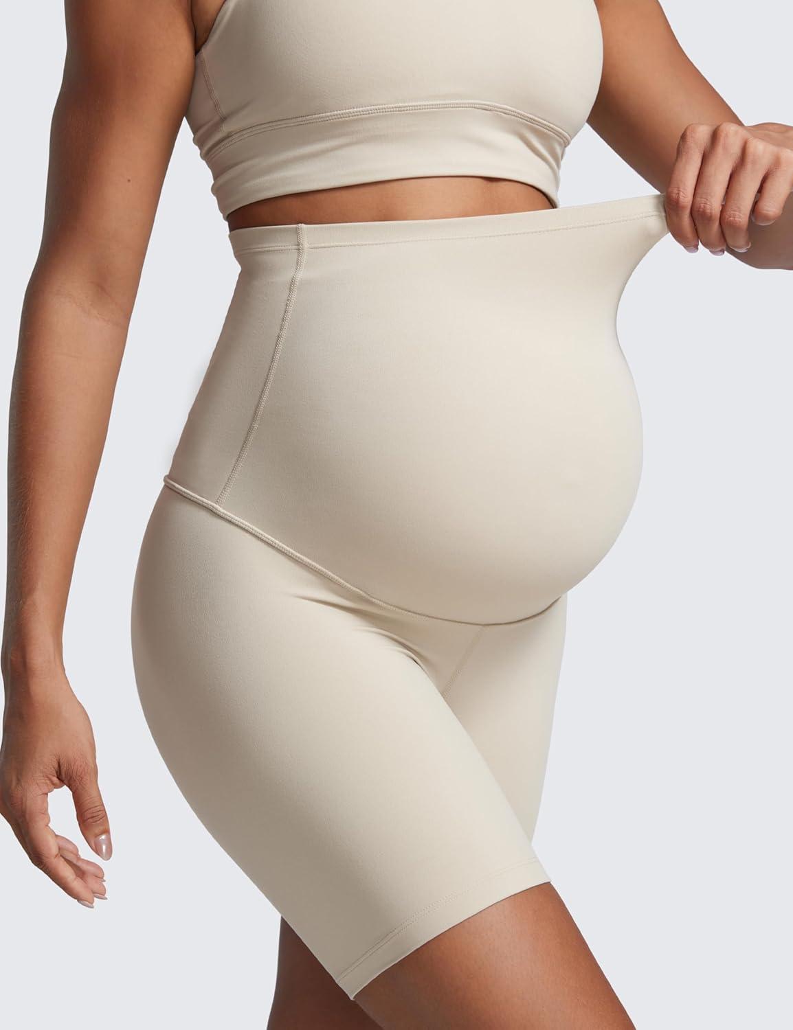 imageCRZ YOGA Butterluxe Maternity Biker Shorts 6quot Over The Belly Pregnancy Yoga Workout Womens Activewear Buttery SoftMojave Tan