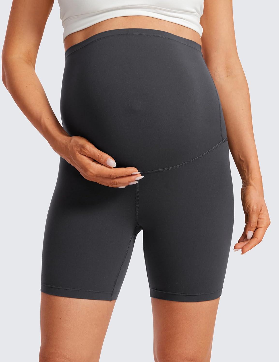 imageCRZ YOGA Butterluxe Maternity Biker Shorts 6quot Over The Belly Pregnancy Yoga Workout Womens Activewear Buttery SoftMysterious Grey