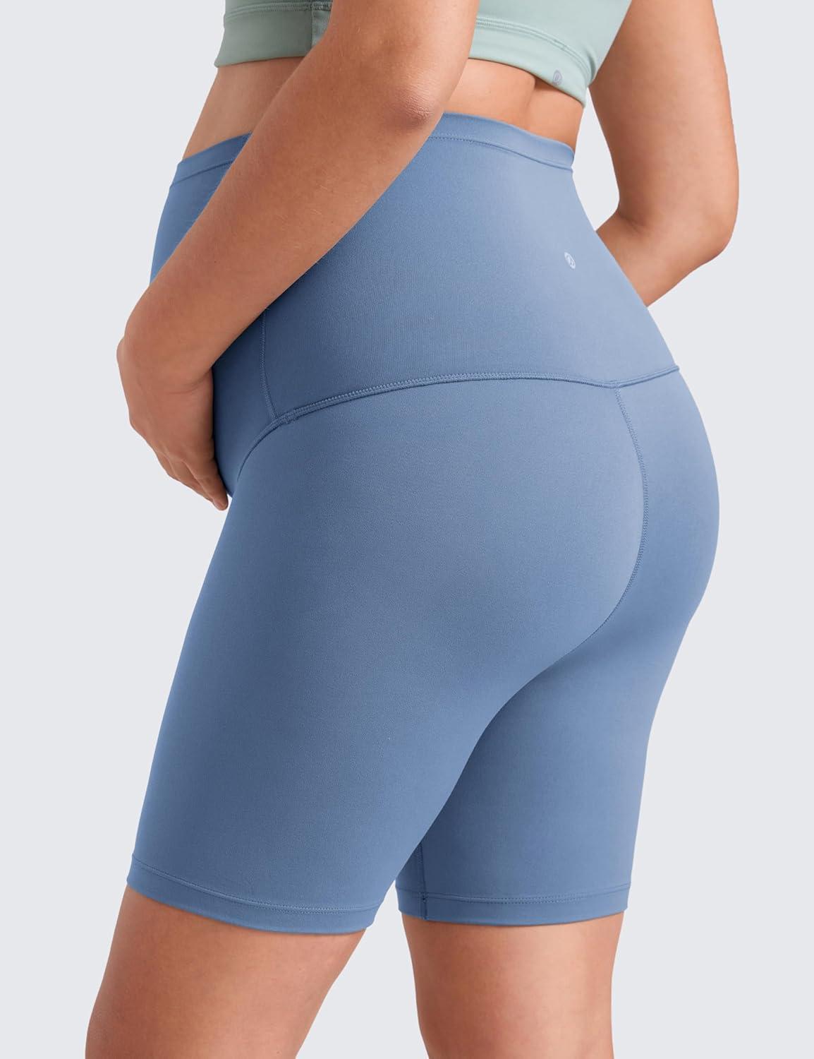 imageCRZ YOGA Butterluxe Maternity Biker Shorts 6quot Over The Belly Pregnancy Yoga Workout Womens Activewear Buttery SoftOasis Blue