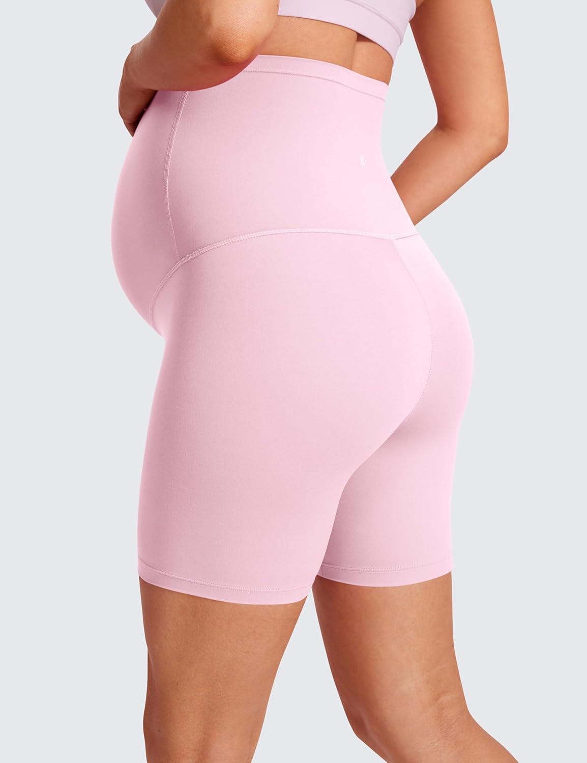 imageCRZ YOGA Butterluxe Maternity Biker Shorts 6quot Over The Belly Pregnancy Yoga Workout Womens Activewear Buttery SoftPink Peony