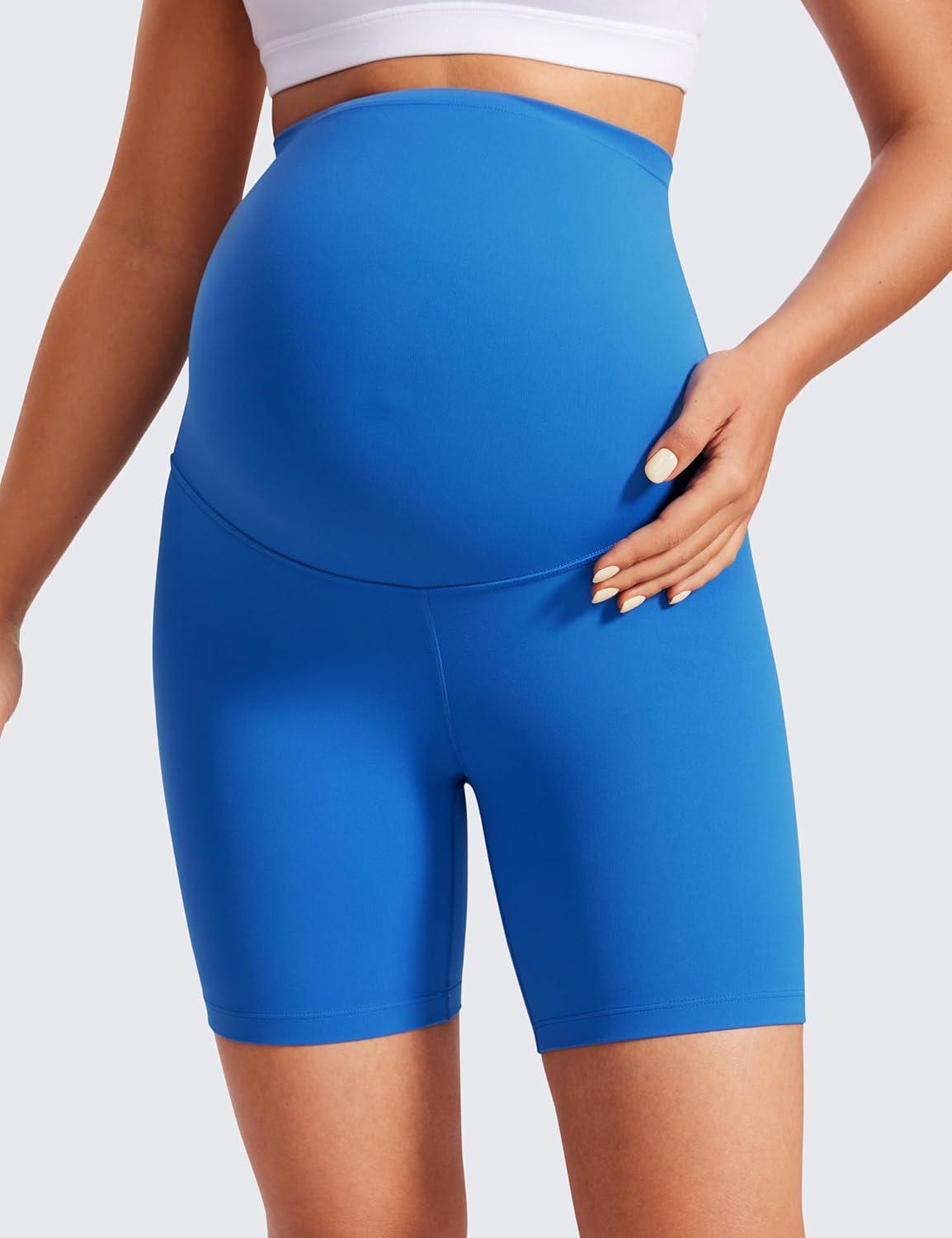 imageCRZ YOGA Butterluxe Maternity Biker Shorts 6quot Over The Belly Pregnancy Yoga Workout Womens Activewear Buttery SoftSparkle Blue