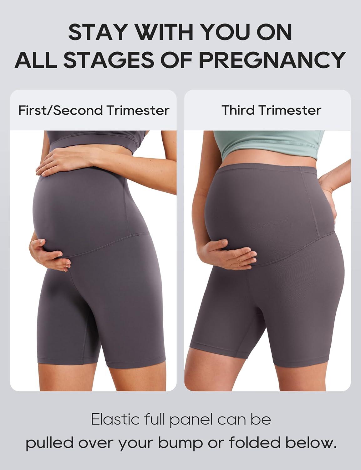 imageCRZ YOGA Butterluxe Maternity Biker Shorts 6quot Over The Belly Pregnancy Yoga Workout Womens Activewear Buttery SoftTornado Grey