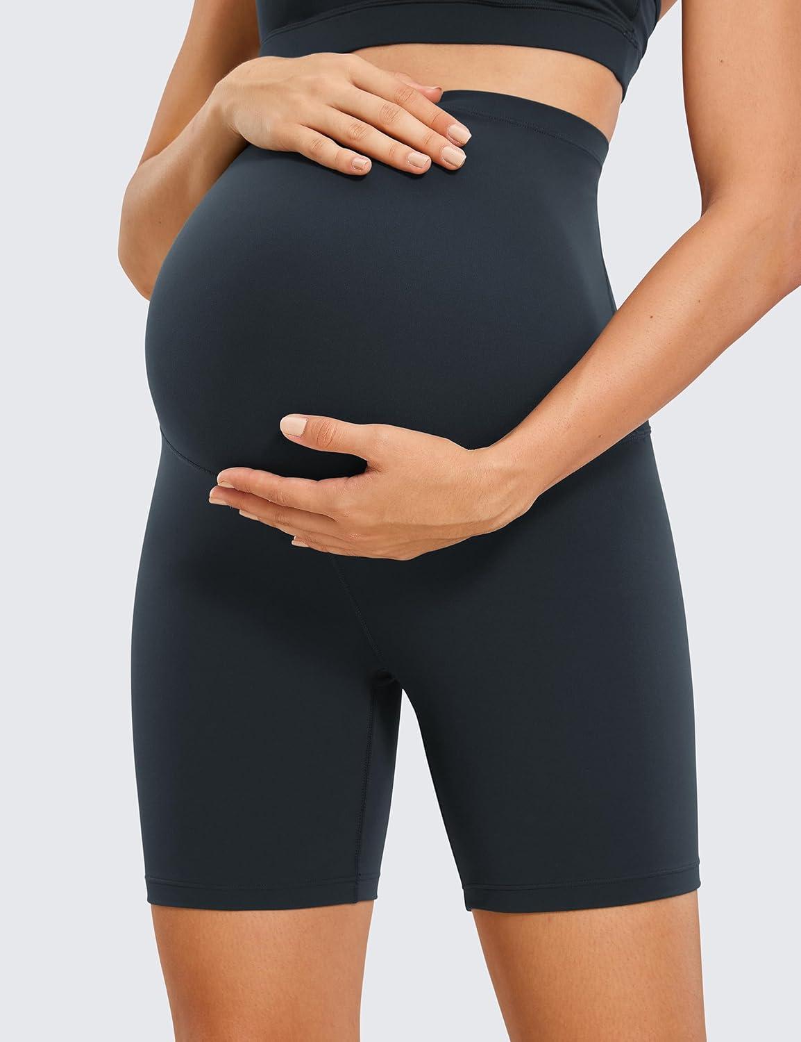 imageCRZ YOGA Butterluxe Maternity Biker Shorts 6quot Over The Belly Pregnancy Yoga Workout Womens Activewear Buttery SoftTrue Navy