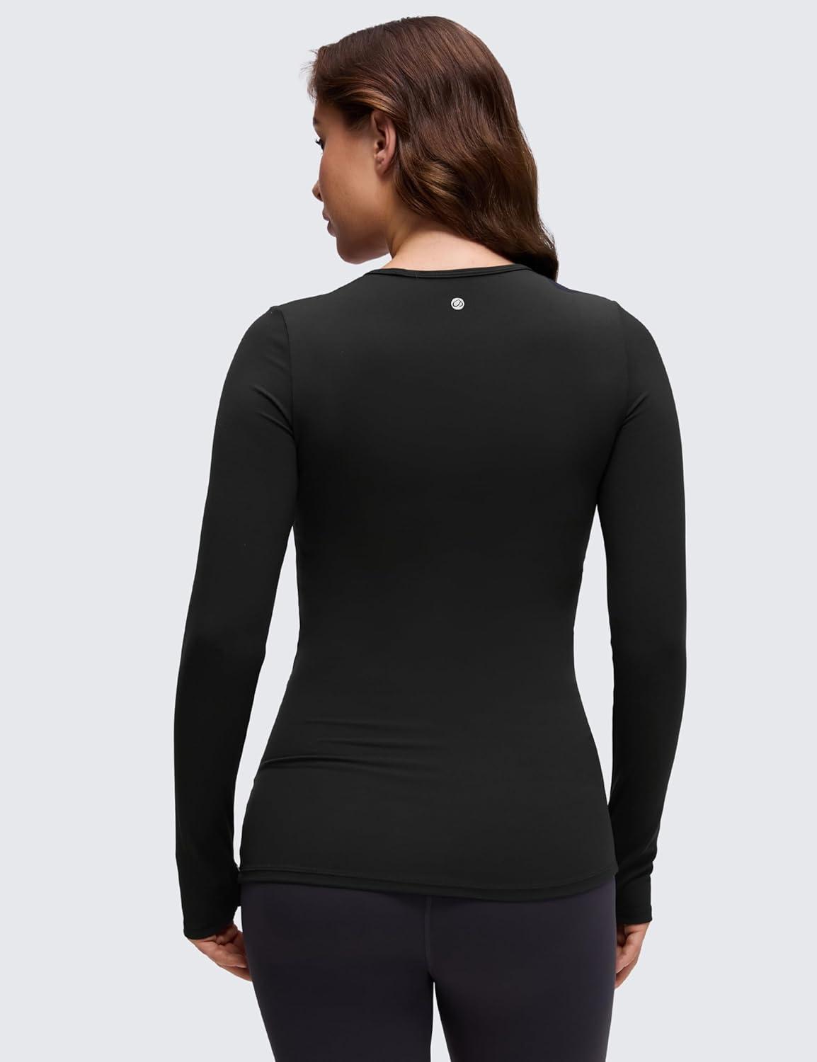imageCRZ YOGA Butterluxe Maternity Crewneck Long Sleeve Shirts Athletic Yoga Casual Pregnancy Womens Tee Tops Basic Layer SoftBlack