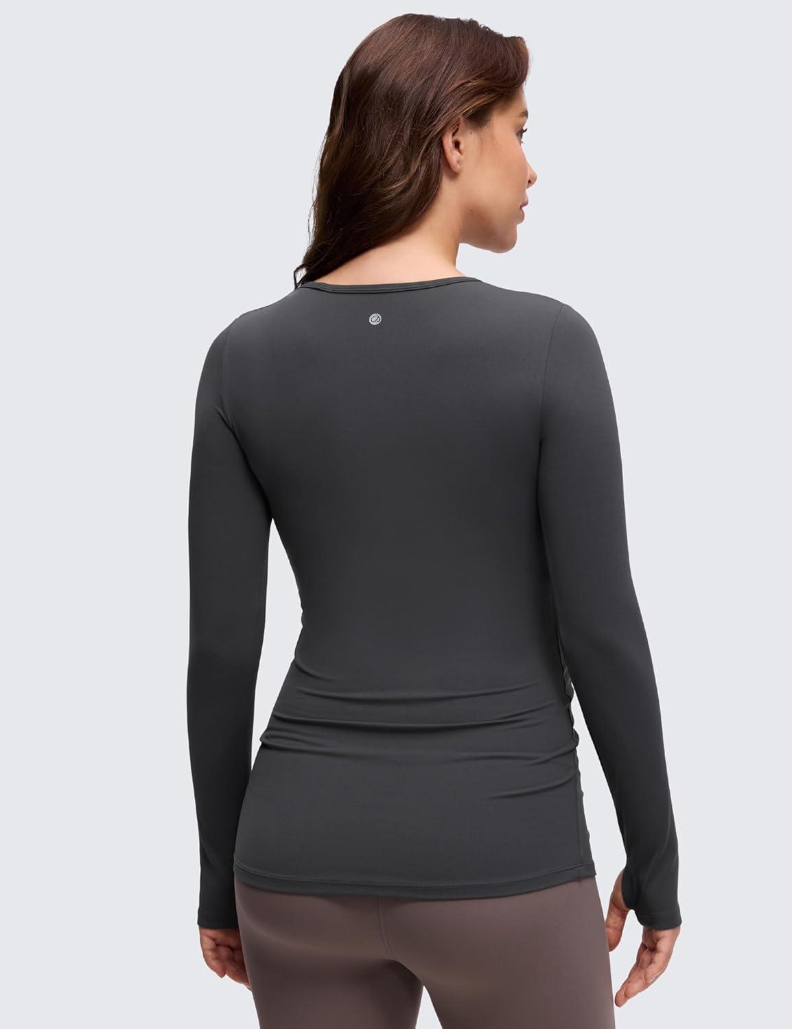 imageCRZ YOGA Butterluxe Maternity Crewneck Long Sleeve Shirts Athletic Yoga Casual Pregnancy Womens Tee Tops Basic Layer SoftMysterious Grey