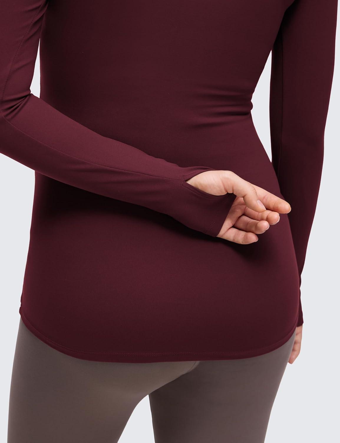 imageCRZ YOGA Butterluxe Maternity Crewneck Long Sleeve Shirts Athletic Yoga Casual Pregnancy Womens Tee Tops Basic Layer SoftRed Merlot