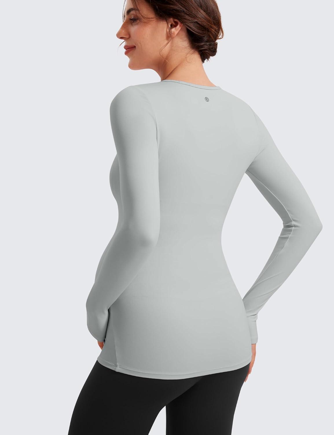 imageCRZ YOGA Butterluxe Maternity Crewneck Long Sleeve Shirts Athletic Yoga Casual Pregnancy Womens Tee Tops Basic Layer SoftSterling