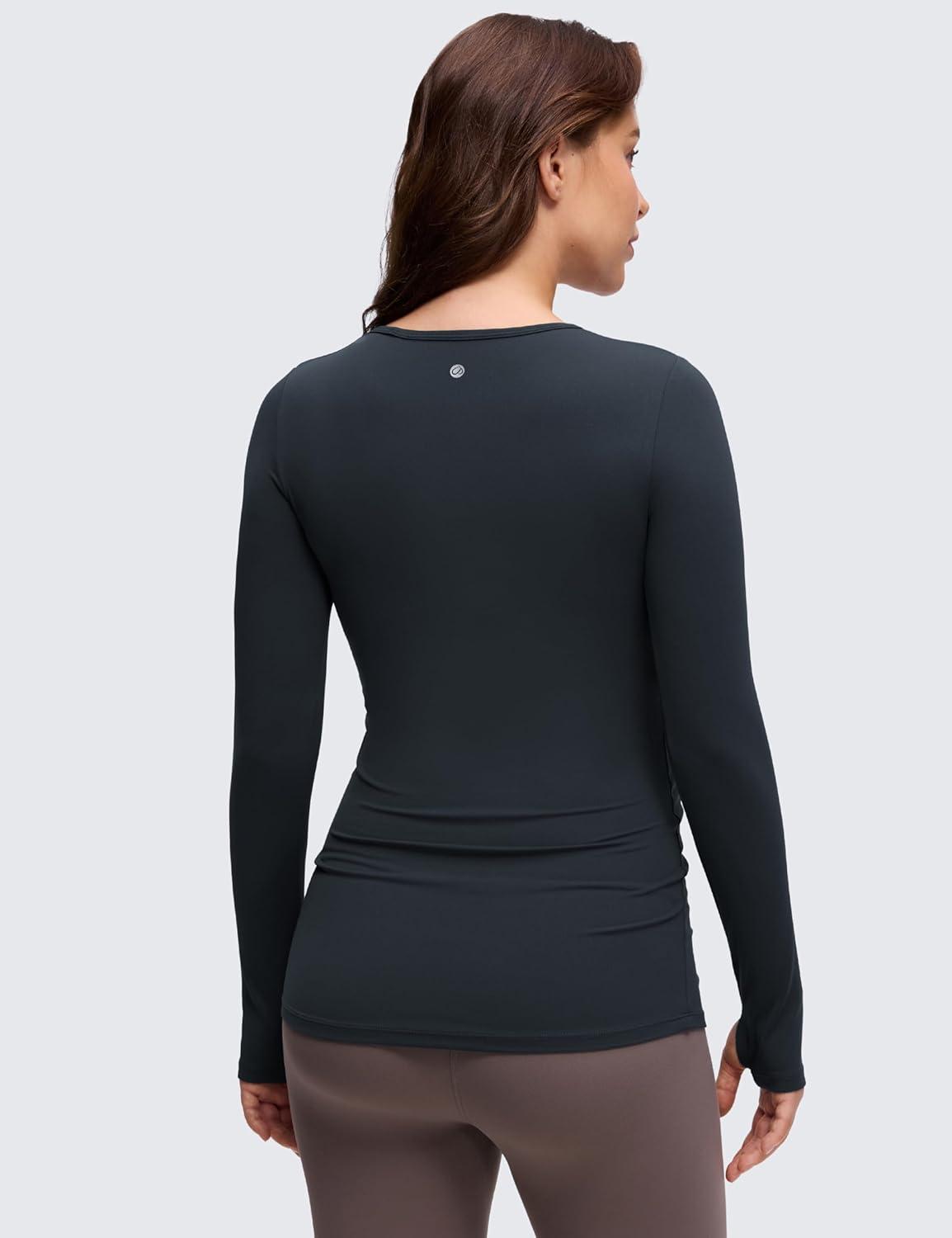 imageCRZ YOGA Butterluxe Maternity Crewneck Long Sleeve Shirts Athletic Yoga Casual Pregnancy Womens Tee Tops Basic Layer SoftTrue Navy