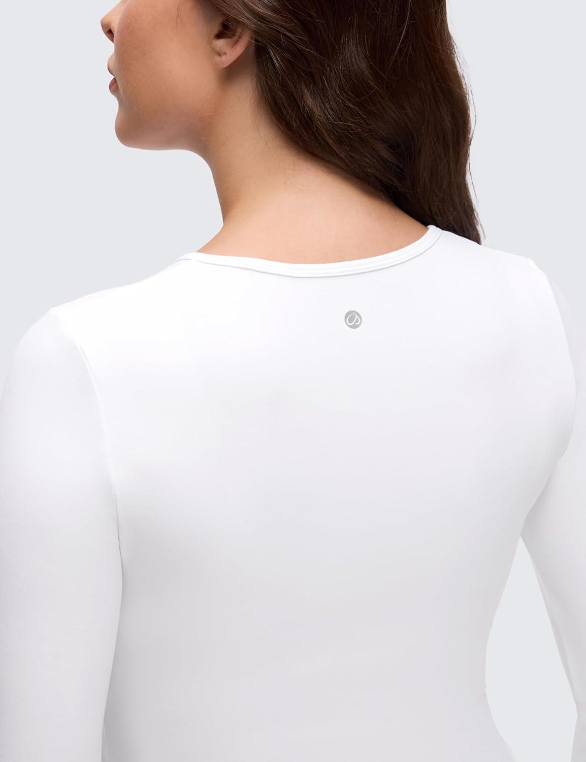 imageCRZ YOGA Butterluxe Maternity Crewneck Long Sleeve Shirts Athletic Yoga Casual Pregnancy Womens Tee Tops Basic Layer SoftWhite