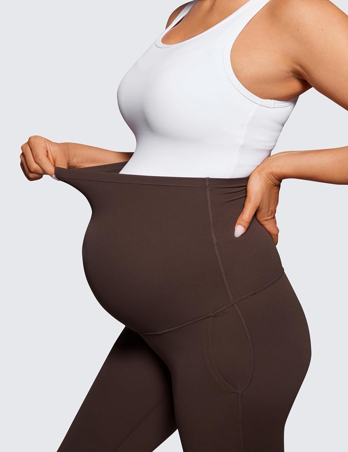 imageCRZ YOGA Butterluxe Maternity Flare Leggings Pockets 31 Workout Yoga Bootcut Pregnancy Womens Pants Over The BellyHot Fudge Brown