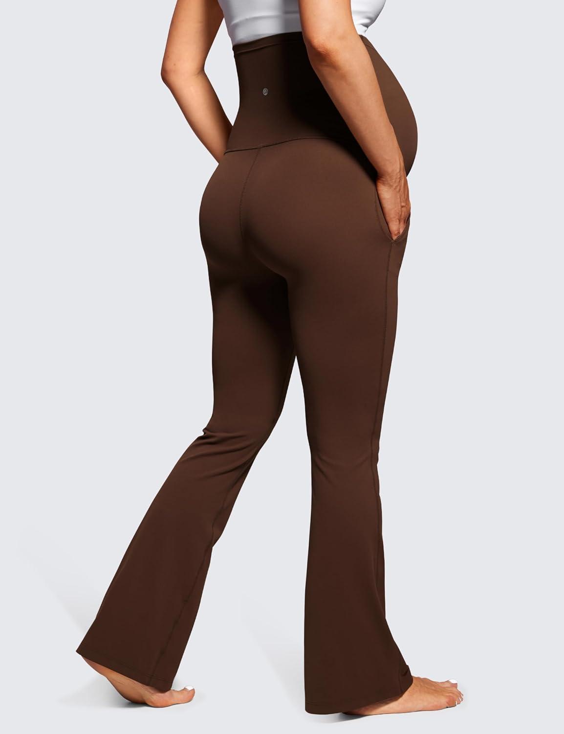 imageCRZ YOGA Butterluxe Maternity Flare Leggings Pockets 31 Workout Yoga Bootcut Pregnancy Womens Pants Over The BellyLava Brown
