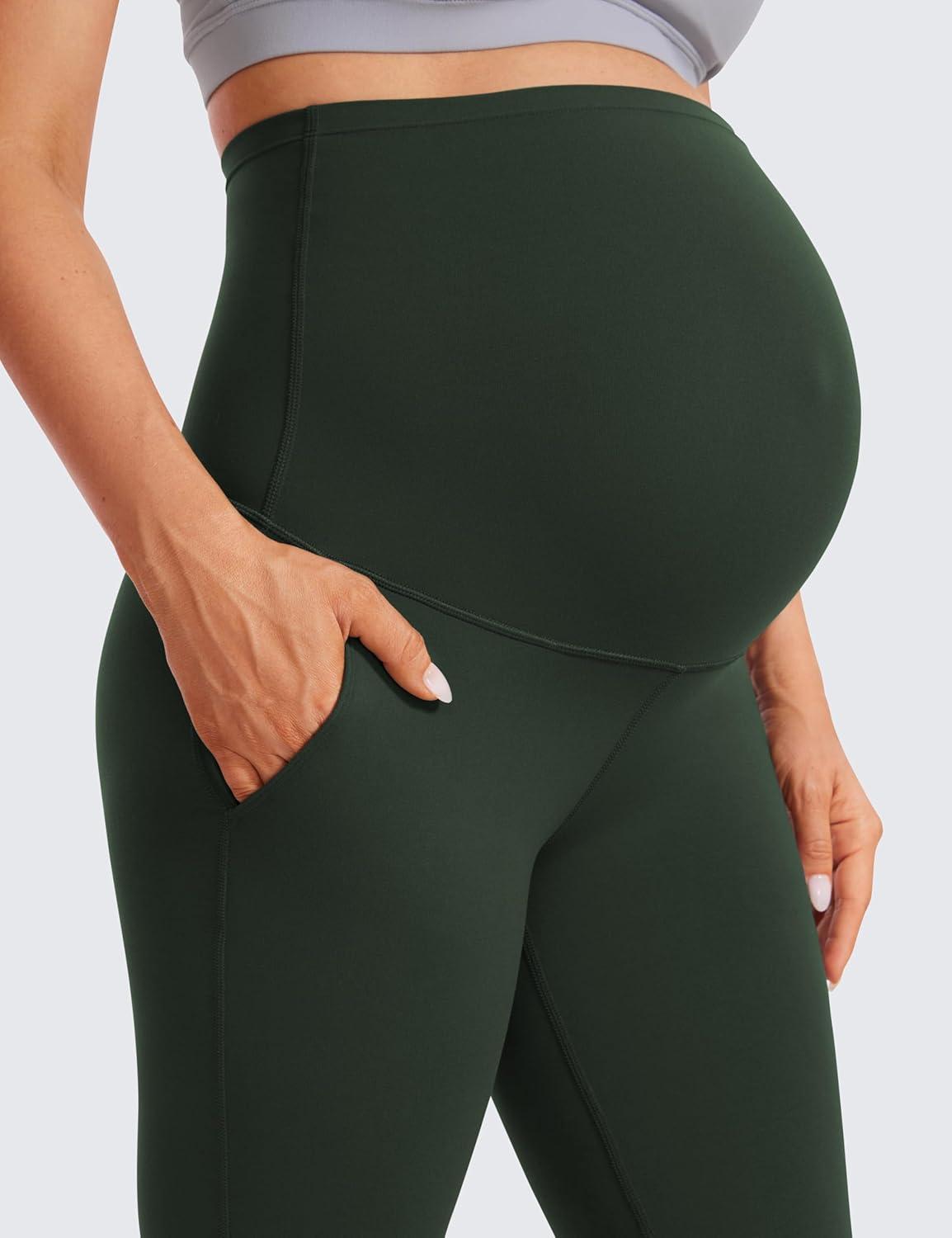 imageCRZ YOGA Butterluxe Maternity Flare Leggings Pockets 31 Workout Yoga Bootcut Pregnancy Womens Pants Over The BellyLegend Green