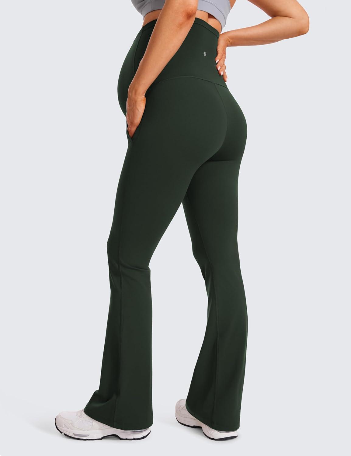 imageCRZ YOGA Butterluxe Maternity Flare Leggings Pockets 31 Workout Yoga Bootcut Pregnancy Womens Pants Over The BellyLegend Green