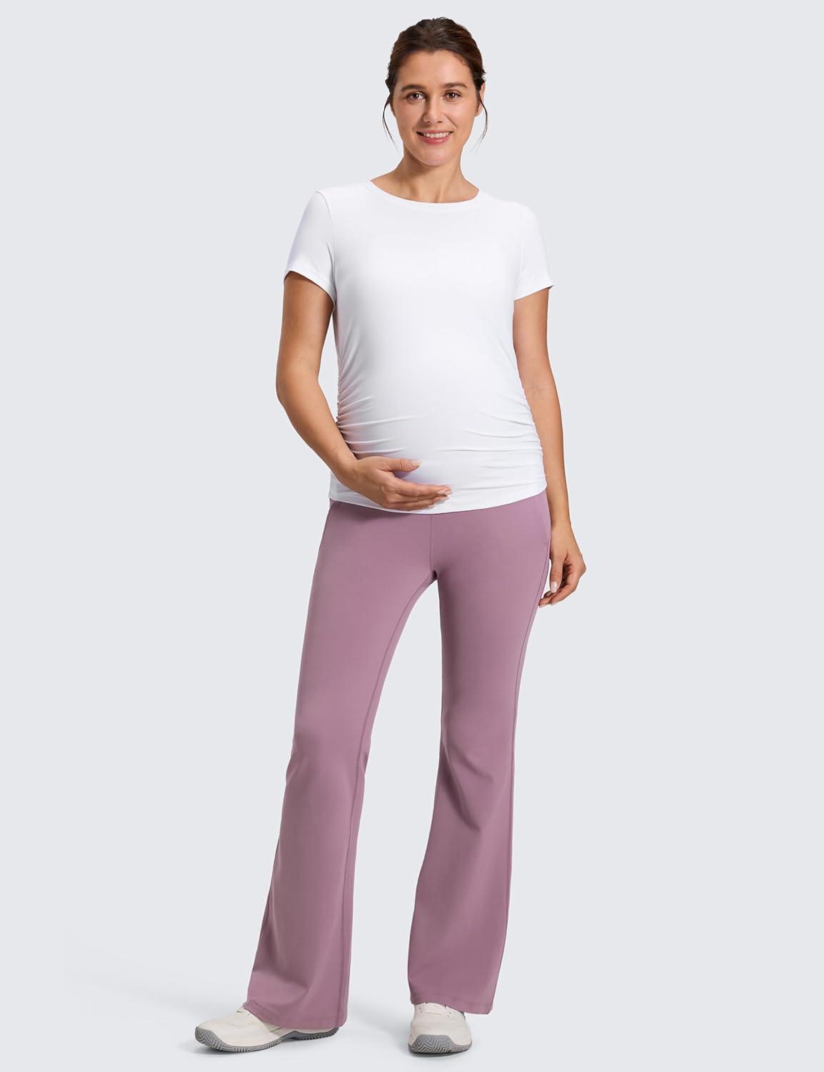 imageCRZ YOGA Butterluxe Maternity Flare Leggings Pockets 31 Workout Yoga Bootcut Pregnancy Womens Pants Over The BellyLight Lavender