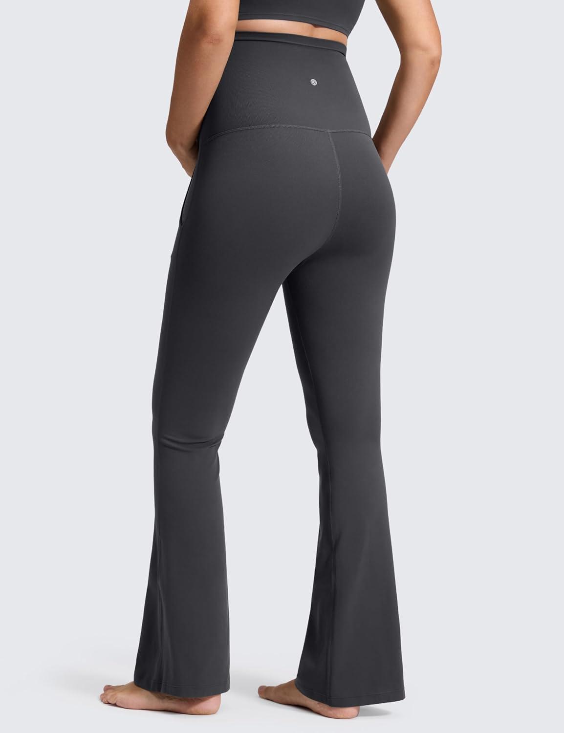imageCRZ YOGA Butterluxe Maternity Flare Leggings Pockets 31 Workout Yoga Bootcut Pregnancy Womens Pants Over The BellyMysterious Grey
