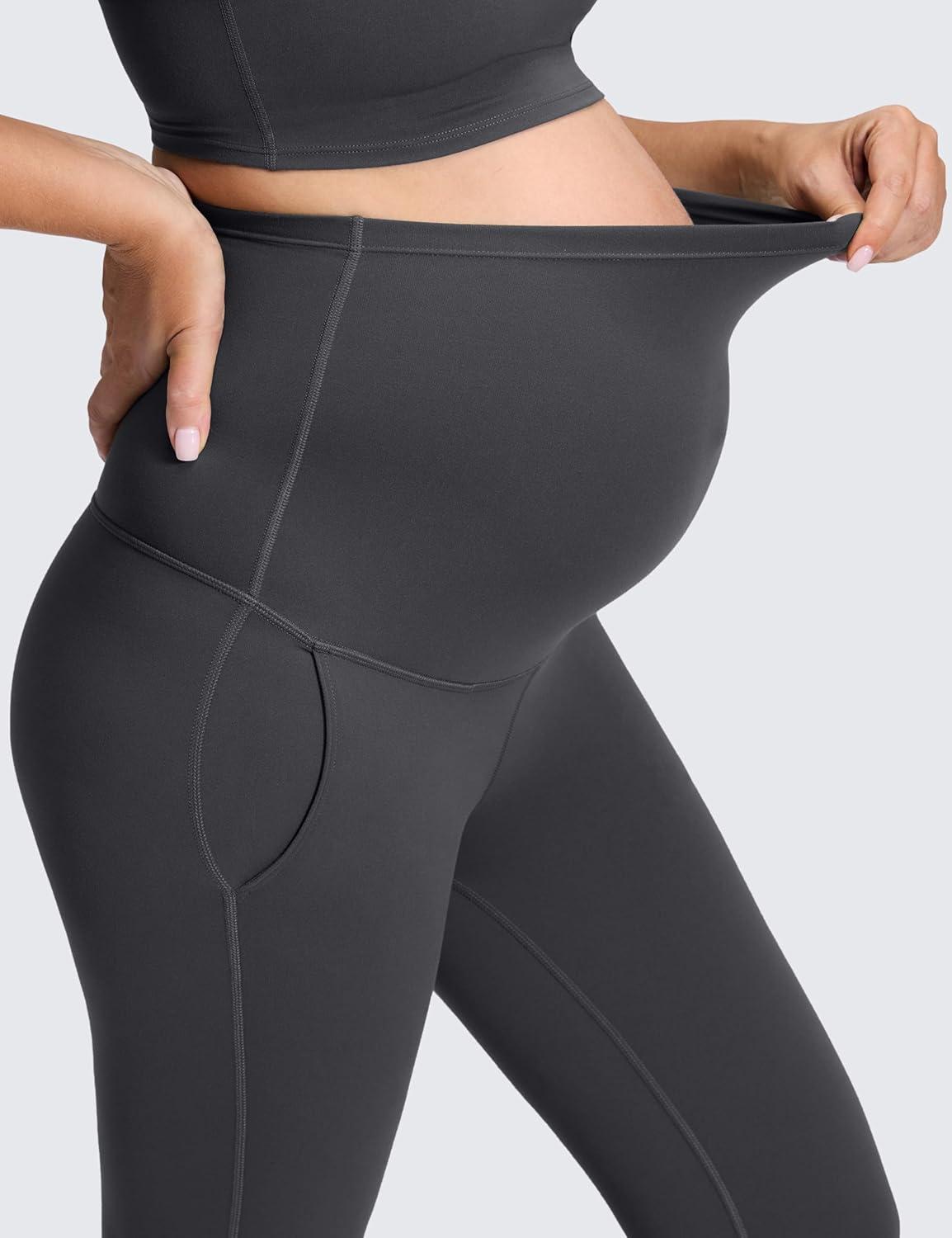 imageCRZ YOGA Butterluxe Maternity Flare Leggings Pockets 31 Workout Yoga Bootcut Pregnancy Womens Pants Over The BellyMysterious Grey