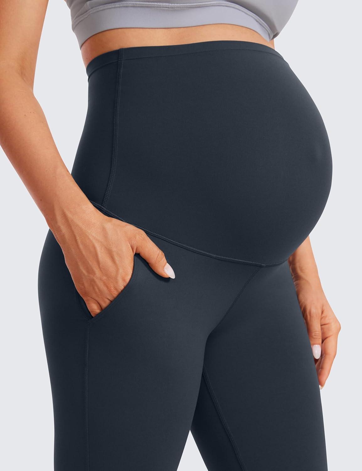 imageCRZ YOGA Butterluxe Maternity Flare Leggings Pockets 31 Workout Yoga Bootcut Pregnancy Womens Pants Over The BellyTrue Navy
