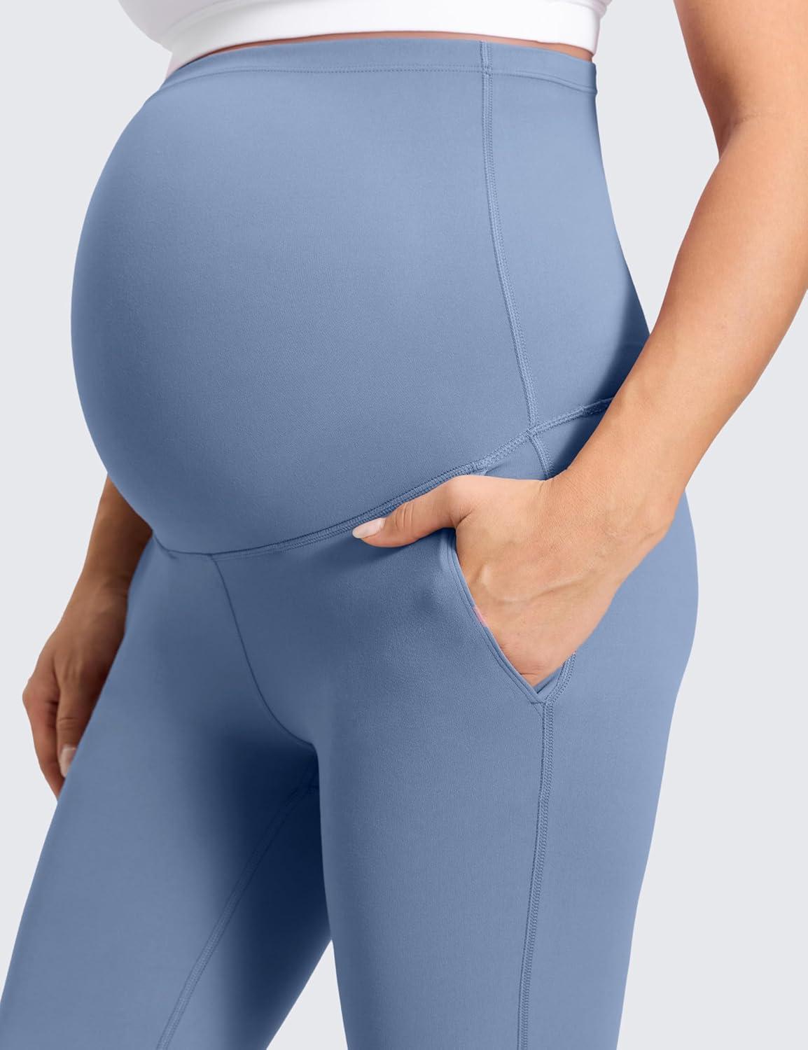 imageCRZ YOGA Butterluxe Maternity Flare Leggings Pockets 31 Workout Yoga Bootcut Pregnancy Womens Pants Over The BellyWashed Denim