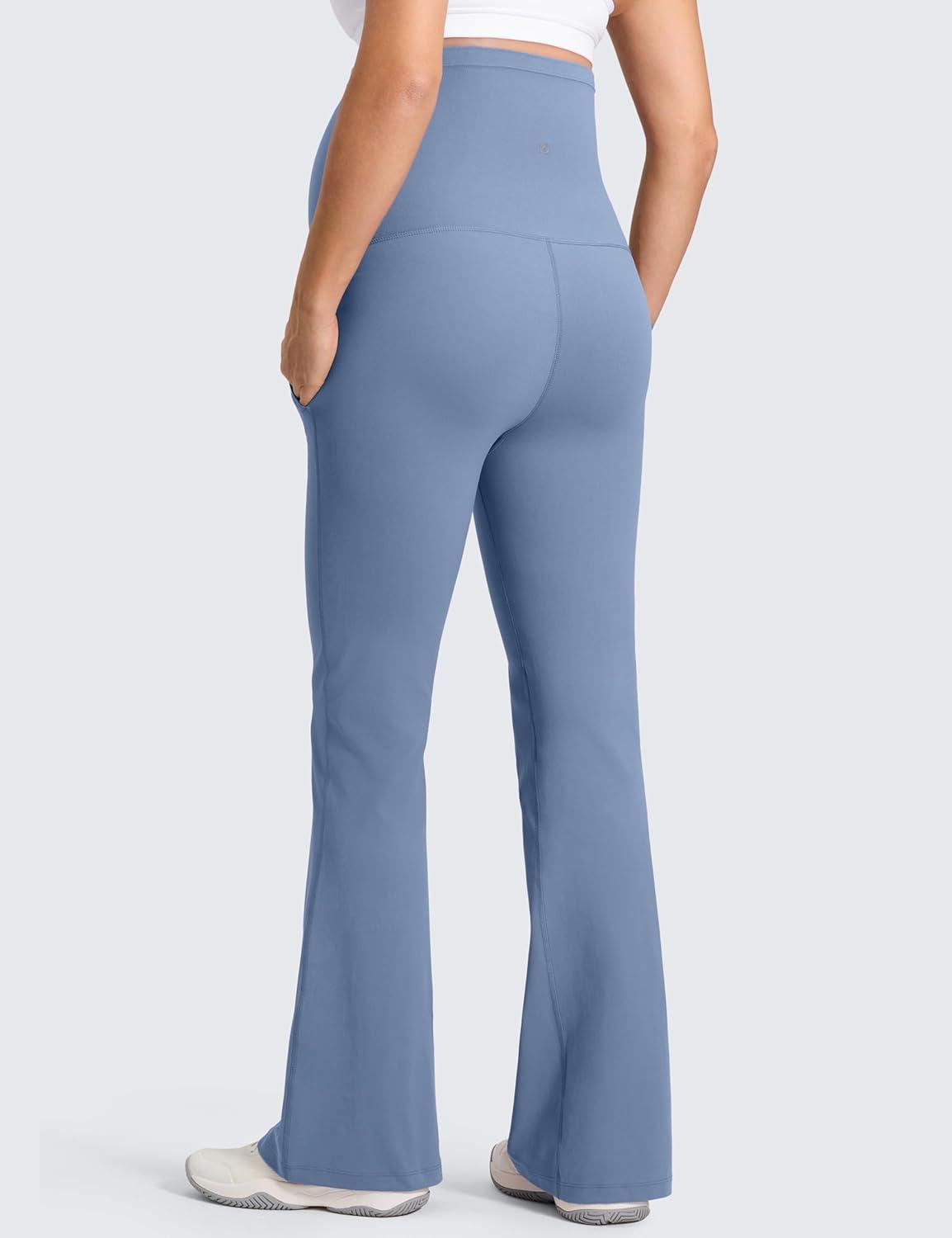 imageCRZ YOGA Butterluxe Maternity Flare Leggings Pockets 31 Workout Yoga Bootcut Pregnancy Womens Pants Over The BellyWashed Denim