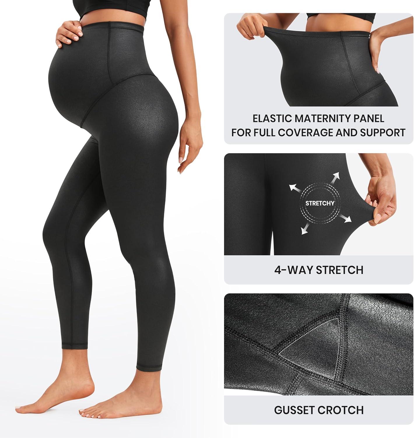 imageCRZ YOGA Butterluxe Maternity Leggings 25quot Over The Belly Buttery Soft Workout Activewear Yoga Womens Pregnancy PantsBlack Foil Pattern