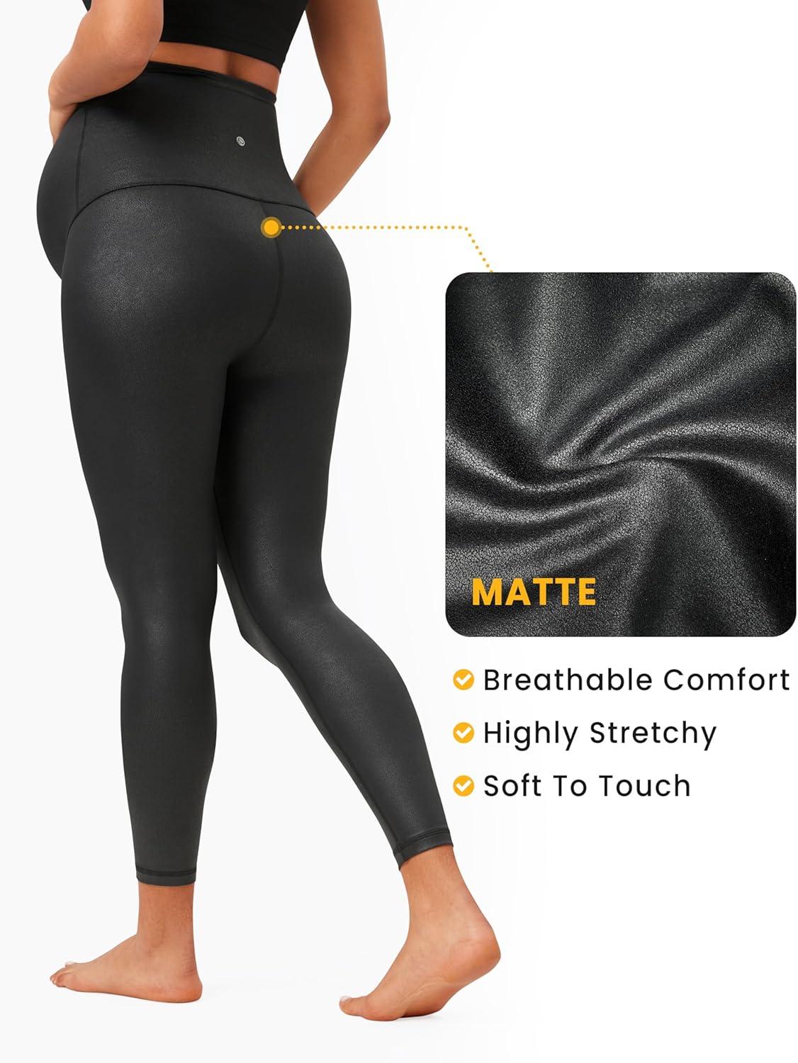 imageCRZ YOGA Butterluxe Maternity Leggings 25quot Over The Belly Buttery Soft Workout Activewear Yoga Womens Pregnancy PantsBlack Foil Pattern