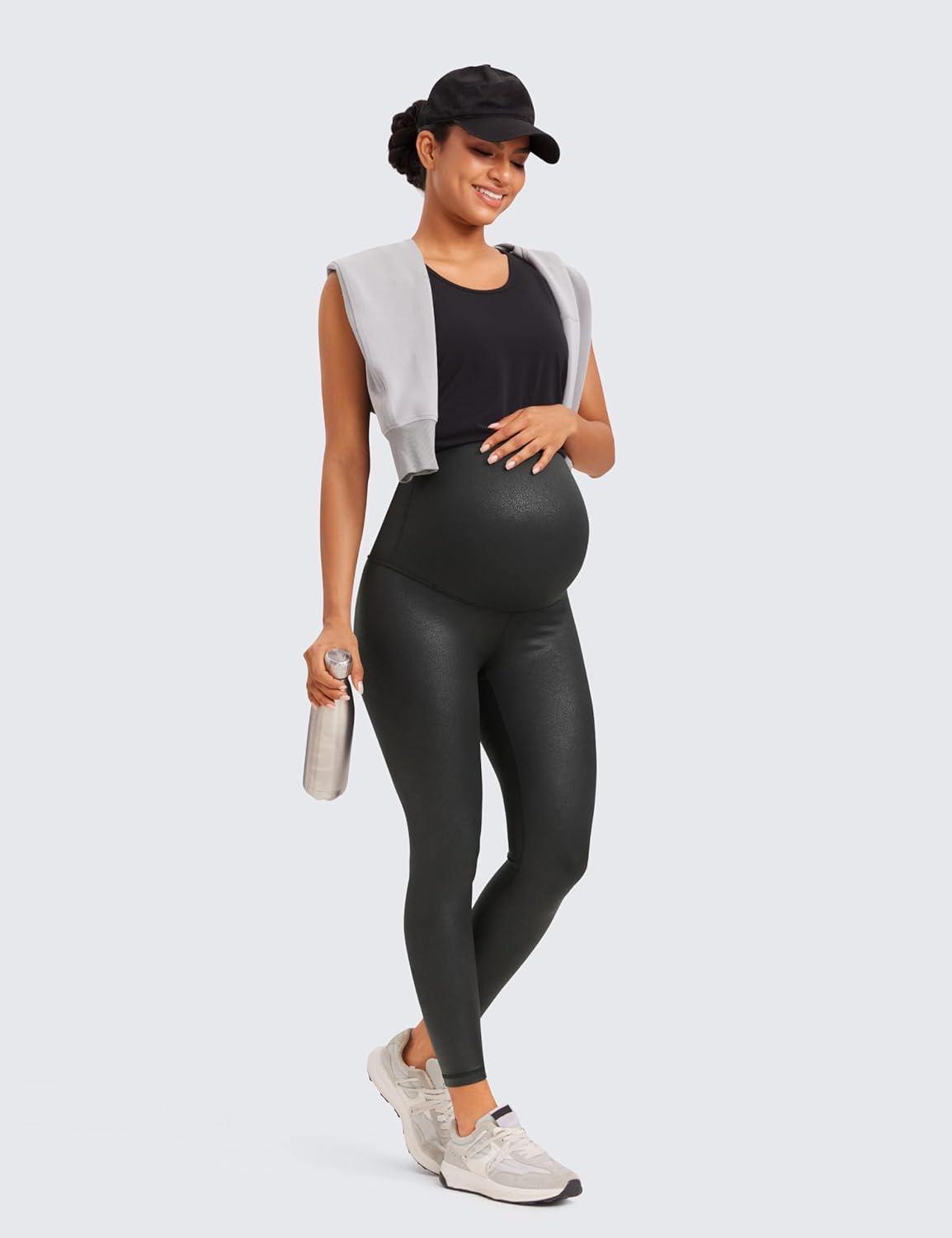 imageCRZ YOGA Butterluxe Maternity Leggings 25quot Over The Belly Buttery Soft Workout Activewear Yoga Womens Pregnancy PantsBlack Foil Pattern