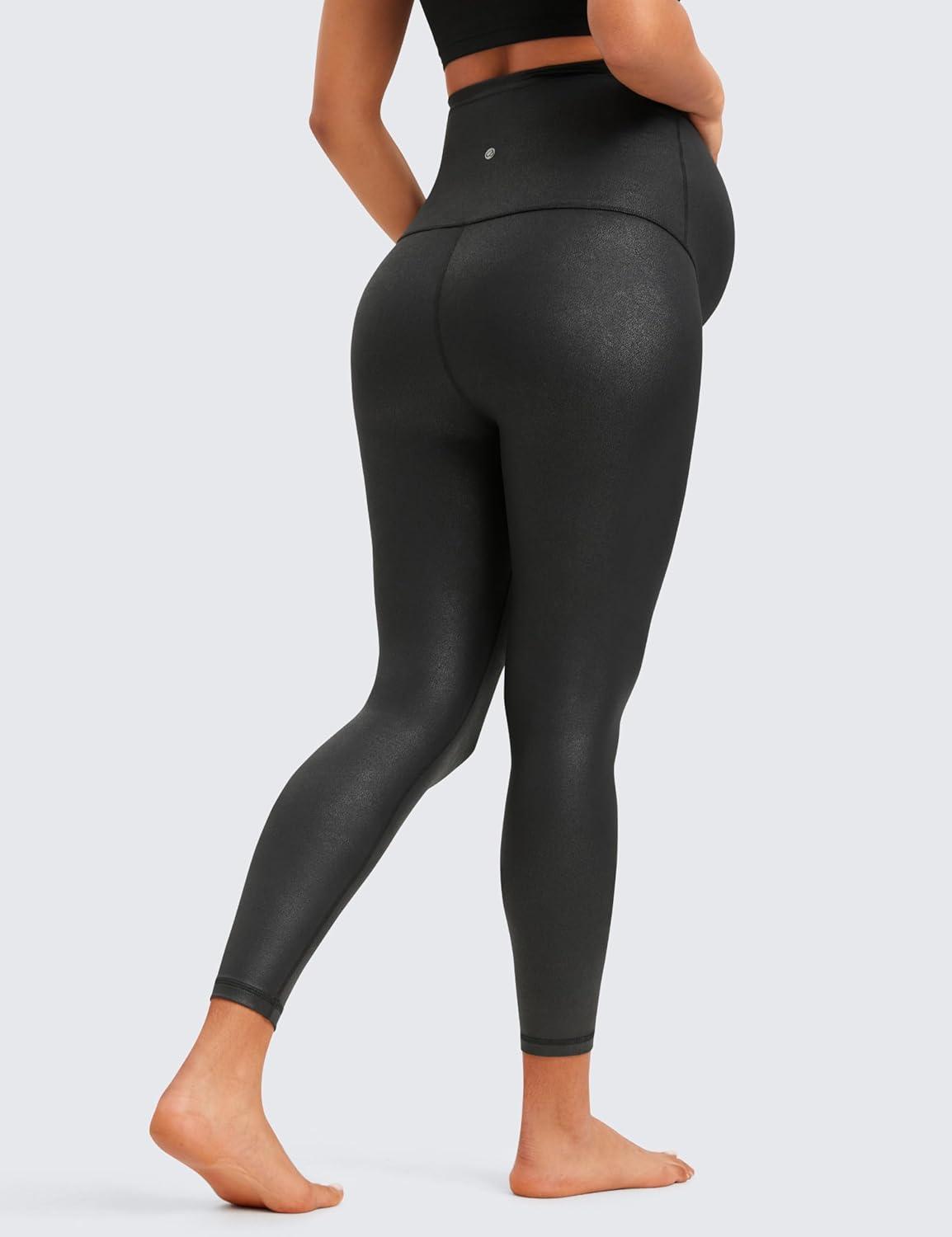 imageCRZ YOGA Butterluxe Maternity Leggings 25quot Over The Belly Buttery Soft Workout Activewear Yoga Womens Pregnancy PantsBlack Foil Pattern