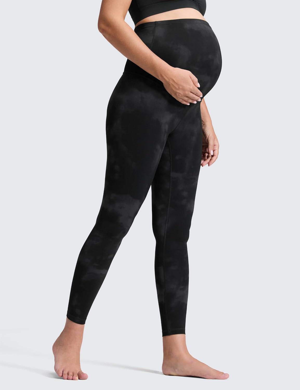 imageCRZ YOGA Butterluxe Maternity Leggings 25quot Over The Belly Buttery Soft Workout Activewear Yoga Womens Pregnancy PantsBlack Tie Dye Flowers