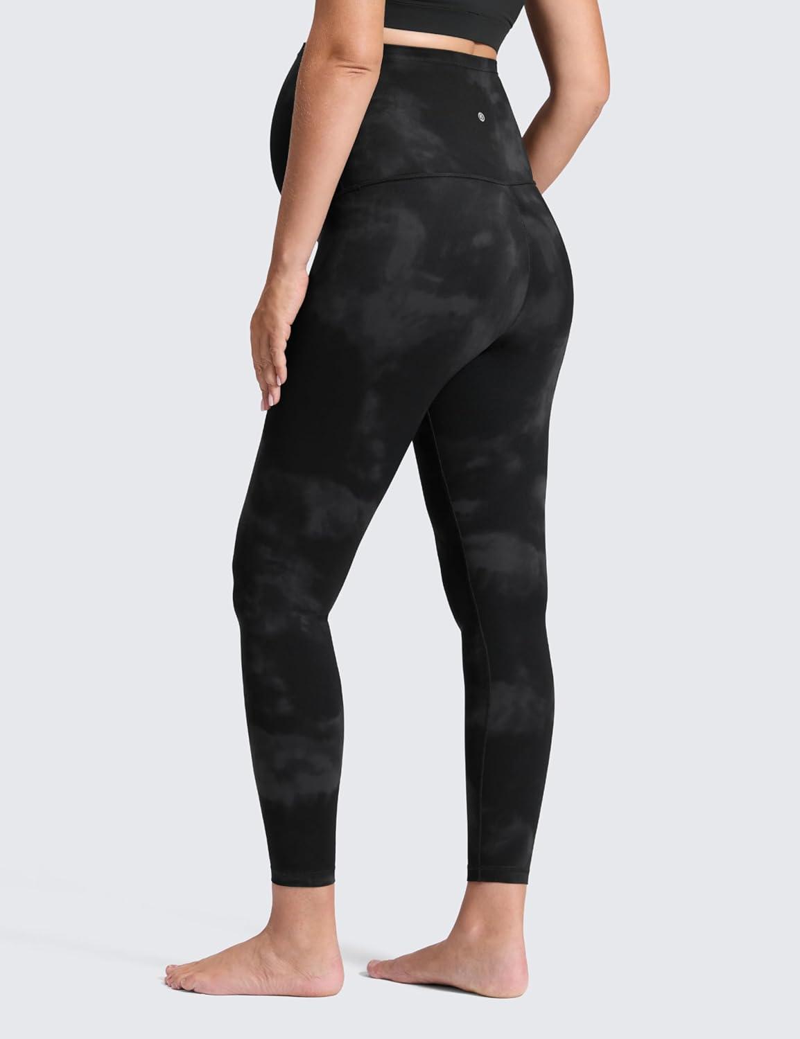imageCRZ YOGA Butterluxe Maternity Leggings 25quot Over The Belly Buttery Soft Workout Activewear Yoga Womens Pregnancy PantsBlack Tie Dye Flowers