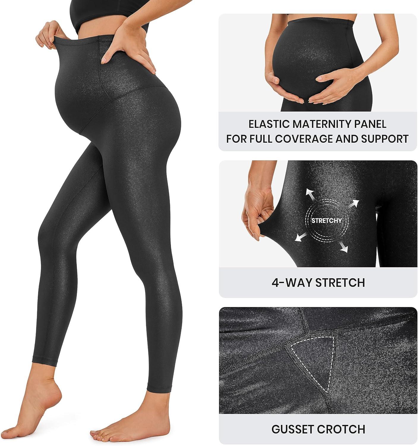 imageCRZ YOGA Butterluxe Maternity Leggings 25quot Over The Belly Buttery Soft Workout Activewear Yoga Womens Pregnancy PantsFaux Leather Black